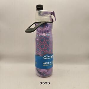 O2COOL MIST N SIP 20oz WATER BOTTLE PURPLE FLORAL SPORTS SPRAY BOTTLE BPA FREE